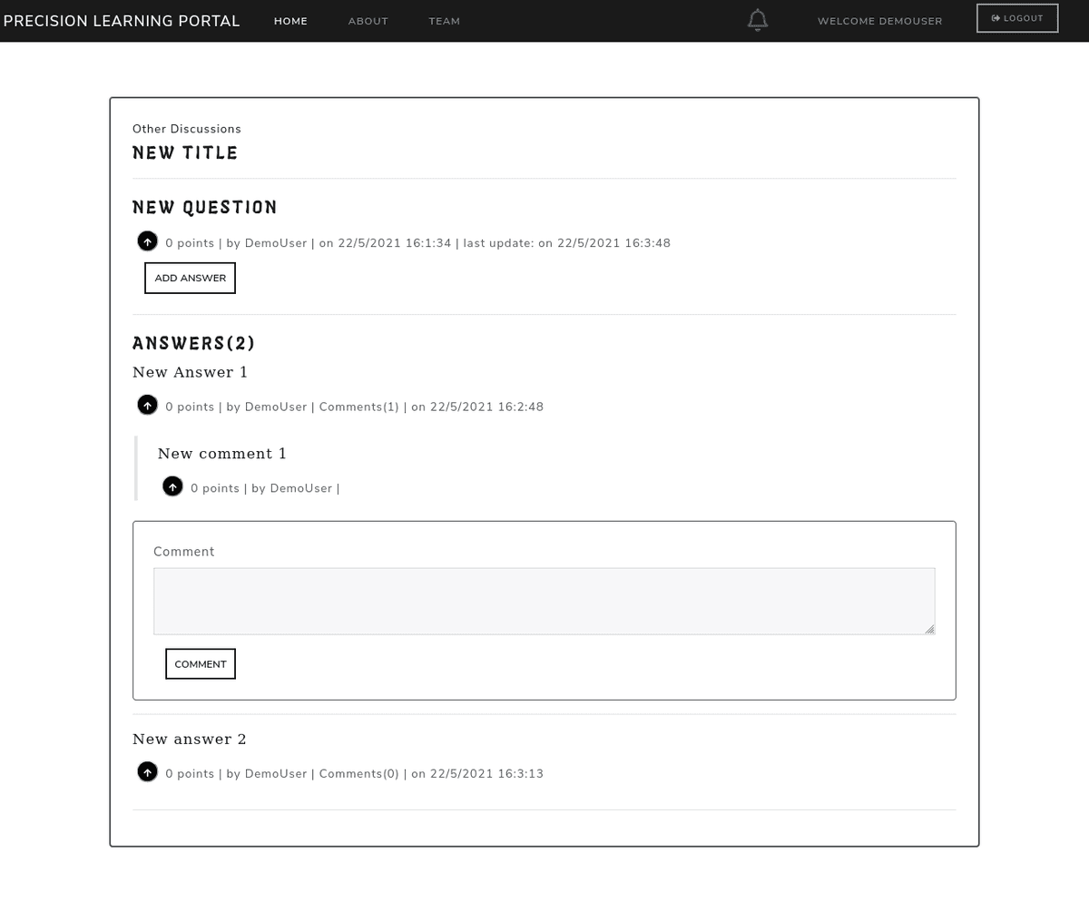 Discussion Analyzer for a Precision Learning Portal