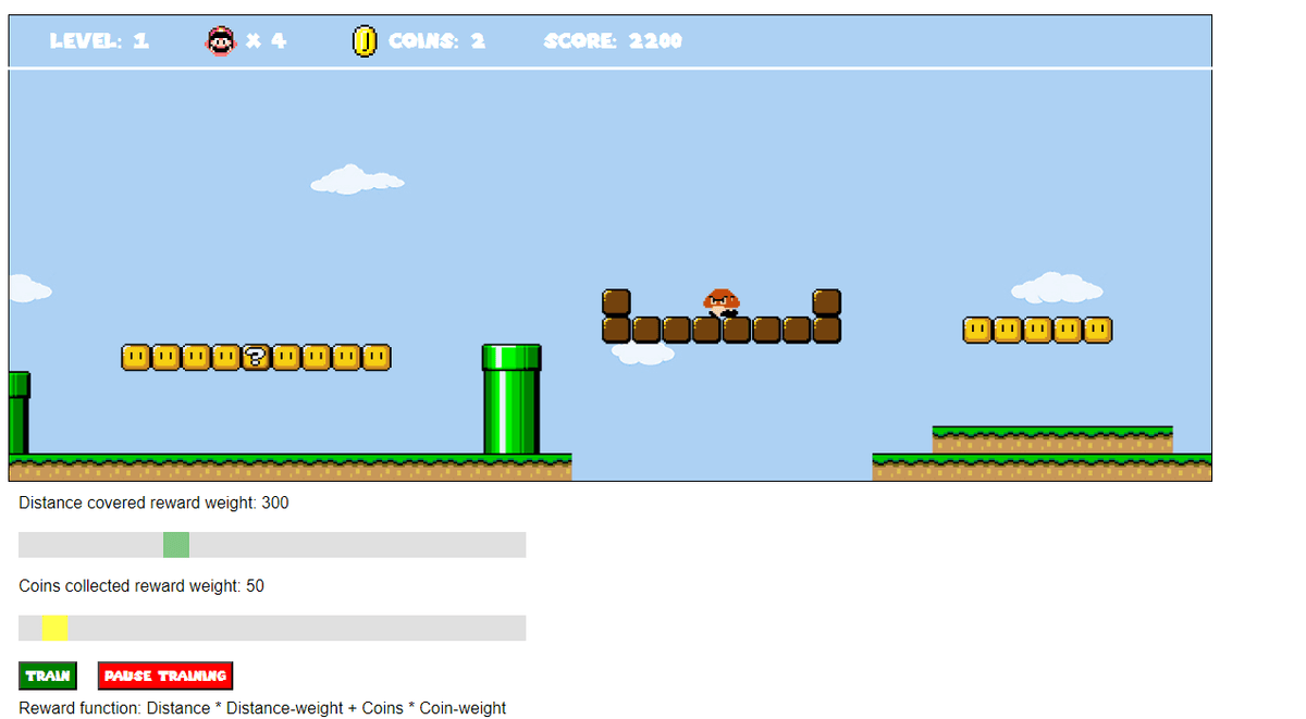 Interactive reward function Mario